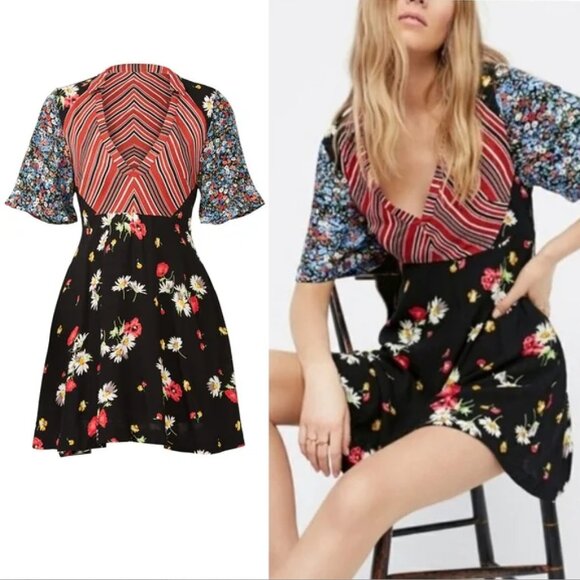 Free People floral short dress size 8 NEW - Picture 1 of 3